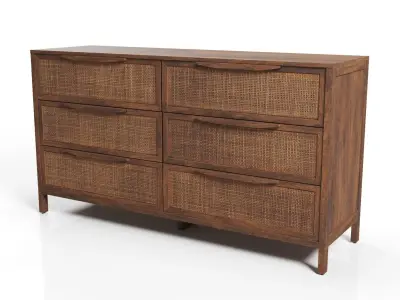 Hannah 6-Drawer Dresser 3D model
