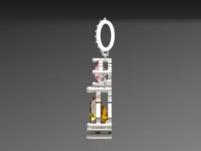 White Gold and Gemstone STL Pendant jp0293 3D print model