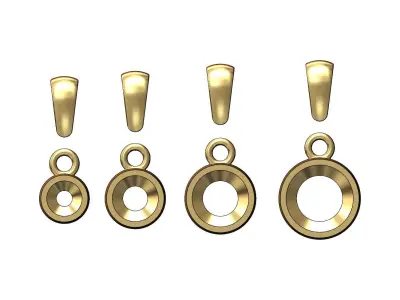 Diamond bezel cups pendants with bail mini set 3D print model