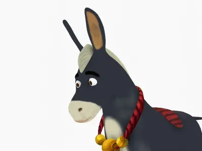 Donkey cartoon wearing scarf 3D model