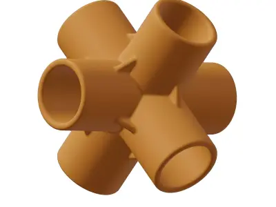 Plastic Six Way Fitting 3D model