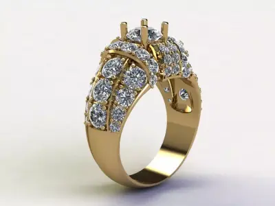 Man Ring diamond fashion model 2020 cad file gold light R25 3D model