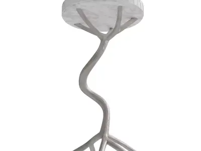 White Marble Round Accent Table with Aluminum Pedestal 3D model