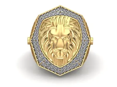 Gold Lion Ring 3D print model