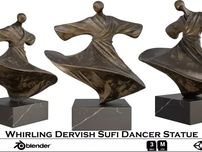 Whirling Dervish Sufi Dancer Statue Low-poly 3D model