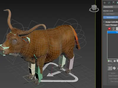 bull  rig  high-poly  textured 3D model