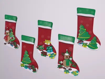 Christmas Decor Hanging Socks 3D model