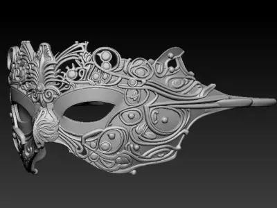 Baroque Royal Filigree Masquerade Mask 3D print model