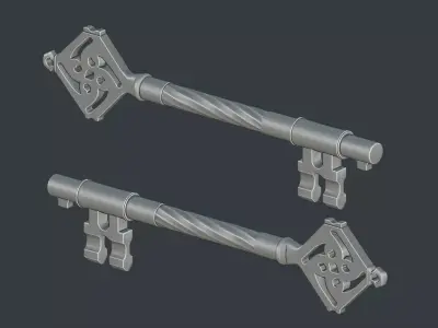 Medieval Ornate Key 3D Model  Game Asset Free low-poly 3D model