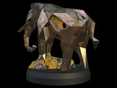 Steampunk Elephant Rock Low-poly 3D model