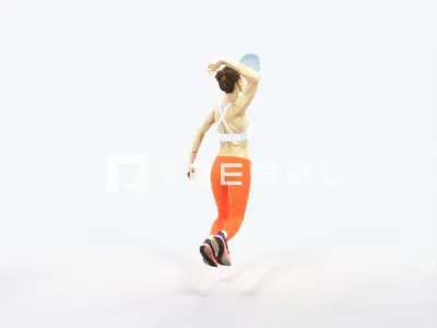 Beauty 17G Jumping Smashing Jumping Sports Woman Low-poly 3D model