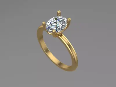 Oval Solitaire Ring Printable model 3dmodel  3D print model