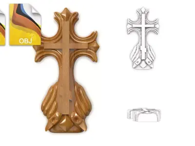 Cross 3D print wooden 3D model