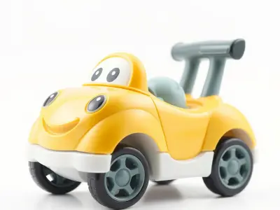 Smiling Toy Car with Rotating Wheels model pack Low-poly 3D model