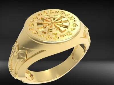 Mens Darts with Dart Board Ring Sports Jewelry 3D print model