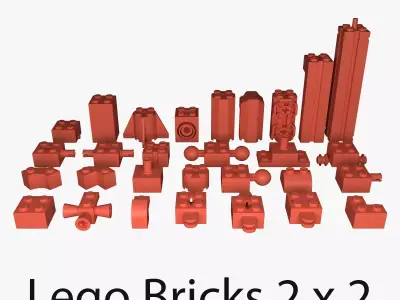 Lego Bricks 2x2 3D model