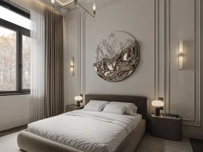 Neo-classical Bedroom en-suite with Wardrobe 3D model