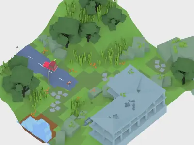 3D isometric wild garden desert city trees pack 3D model 3D model