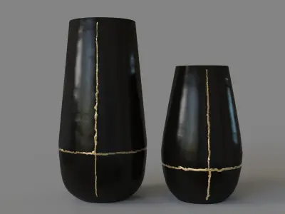 Liva Vases Set Of 2 Distressed Brown 3D model