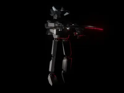 mecha figure holding sword Free low-poly 3D model