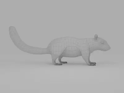 Squirrel on platform Low-poly 3D model