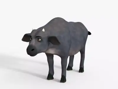 Cartoon Cow Rigged 3D model