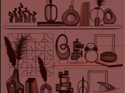 decorative set shelf 3D model