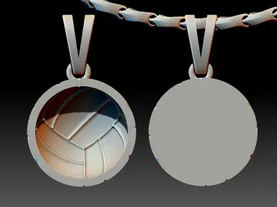 Volleyball Ball Pendant Sculpture jewelry gold 3D print model