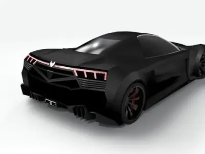 Hypercar Rigged Model Low Poly by Srinaths4cg Low-poly 3D model