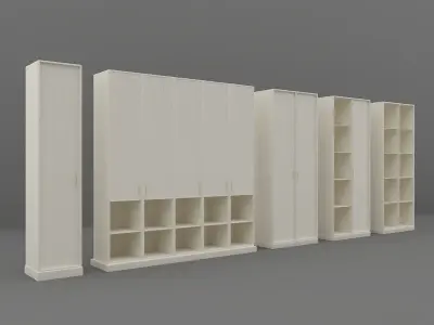 Cabinet Set wardrobe with shelves and drawers 3D model