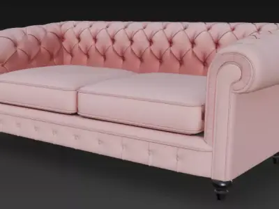 Pink Chesterfield Sofa 3D Model 3D model