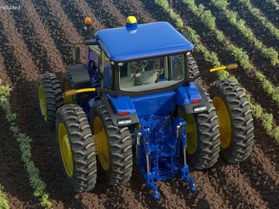 John Deere Tractor Dual Wheels 3D model