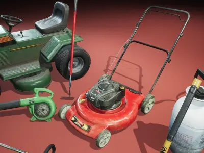 Lawn and Garden Tools Pack Low-poly 3D model