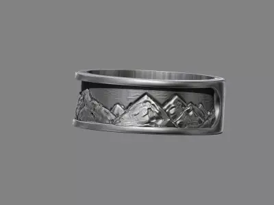 Sky Mountains Rock landscape Nature Wedding Ring 3D print model