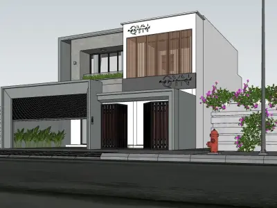 HOUSE modern with car parked 3D model