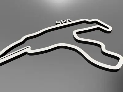 F1 SPA Race Track Wall Art Decor STL OBJ FBX File  Fusion 360 3D print model