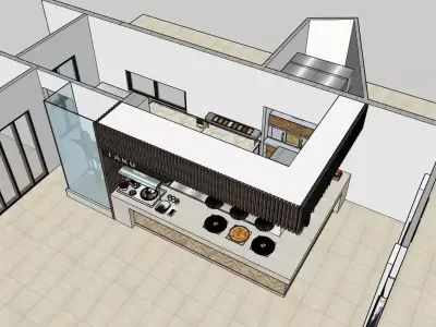 Modern Pizza Bar 3D model