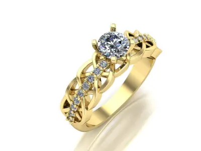 Arabesque twisted ring with stones 3D print model