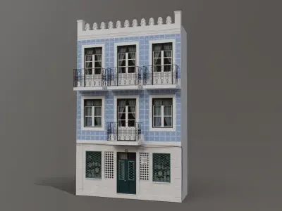 Facade of a Portuguese building 2 3D model