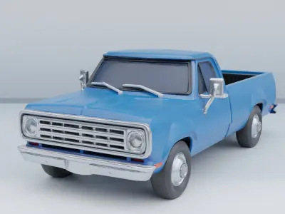 Dodge D100 Pickup Truck 1974 Car Low-poly 3D model