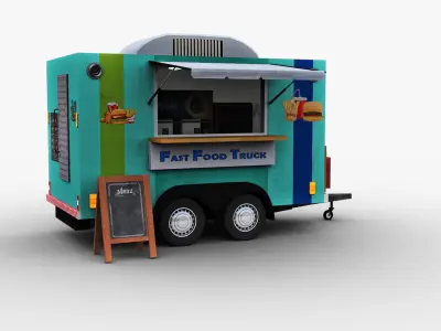 Food Truck Lowpoly Low-poly 3D model