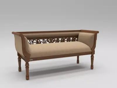Wooden divan sofa 3D model