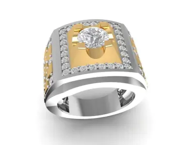 Luxury Square Diamond Ring for Men 636 3D print model