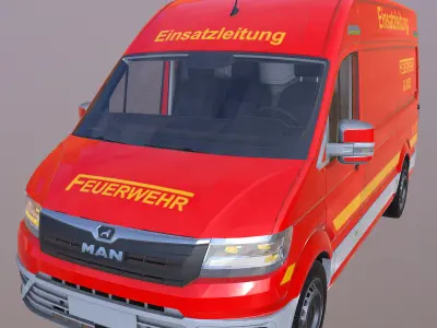 Feuerwehr - Einsatzleitung MAN TGE Bus Low Poly Low-poly 3D model