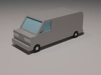 Low poly Grey-pink car VAN 2 Version Low-poly 3D model