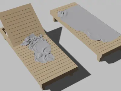 Sunlounger with Towels Free 3D model