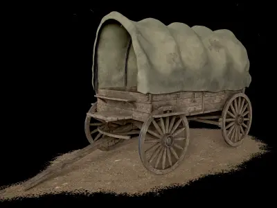 Old Carriage Realistic 3D Model 3D model