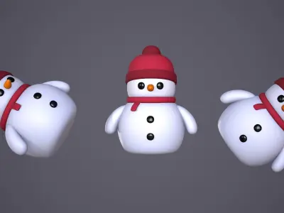 Snowman Cartoon Low-poly 3D model