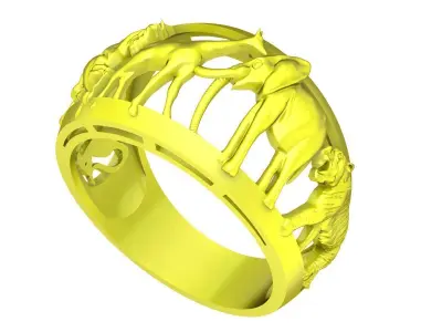 Luxury Horse Motif Openwork Signet Ring for Men 4319 3D print model