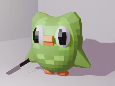 Duolingo mascott Duo Low Poly Free low-poly 3D model